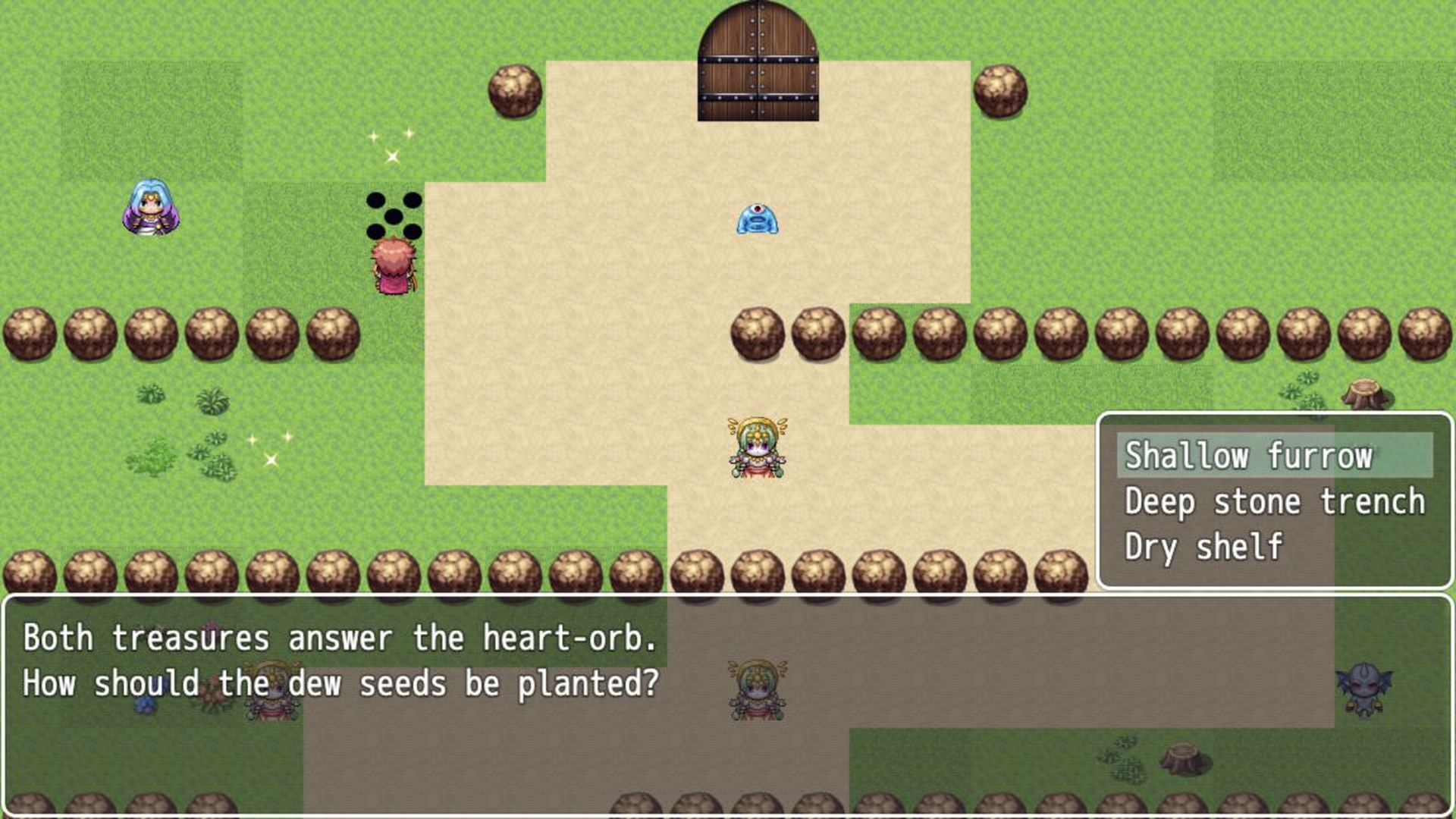 Gardenbound development gameplay showing a garden puzzle